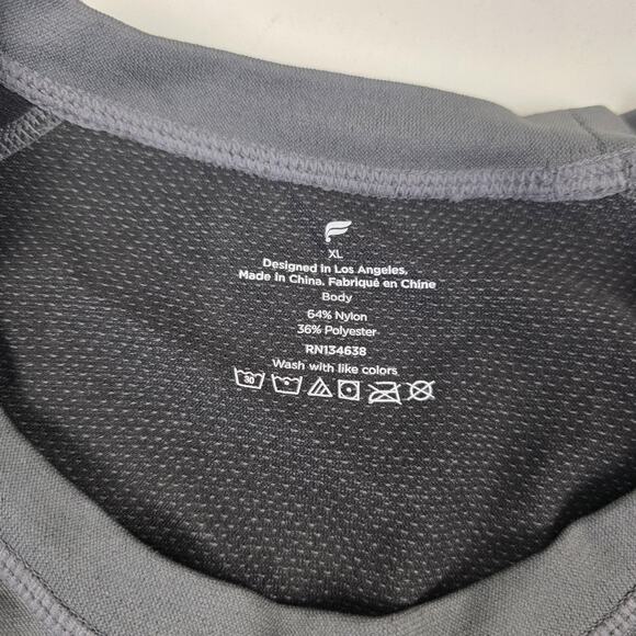 Fabletics Shirt Mens XL Gray Long Sleeve Performance Training Crewneck Athletic - Picture 2 of 9